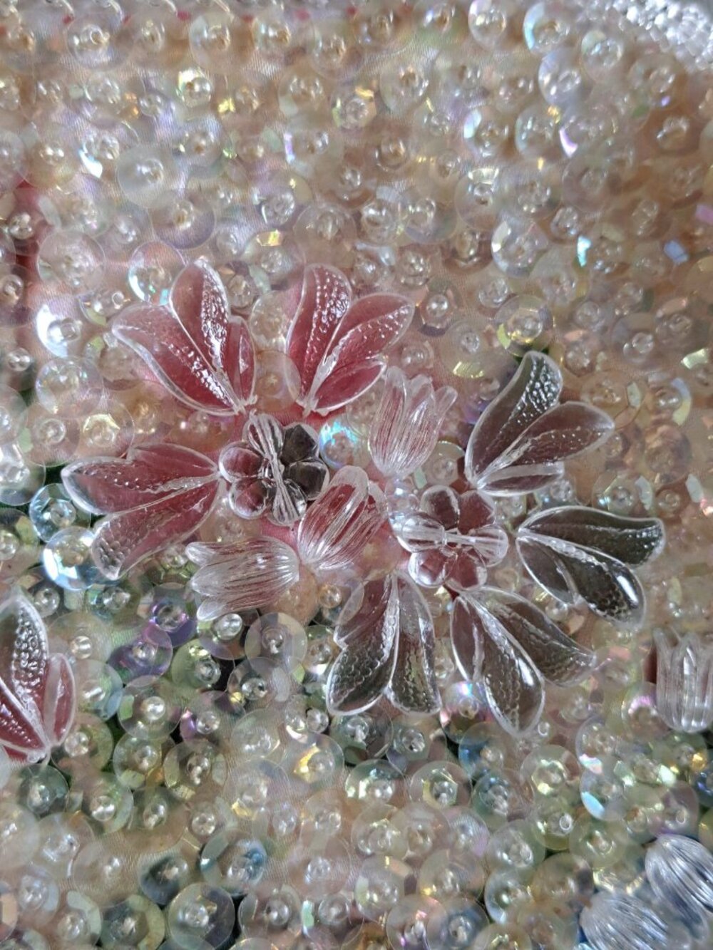 Vintage Walborg Beaded Floral Evening Bag Purse Chain Sequins Embellished Flower - Picture 3 of 13